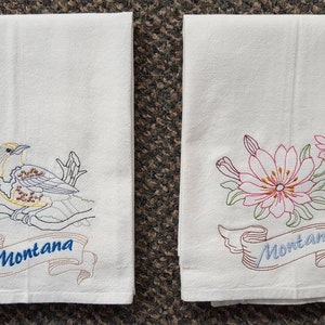 Montana State Bird Western Meadowlark OR State Flower Bitterroot Flour Sack Towels