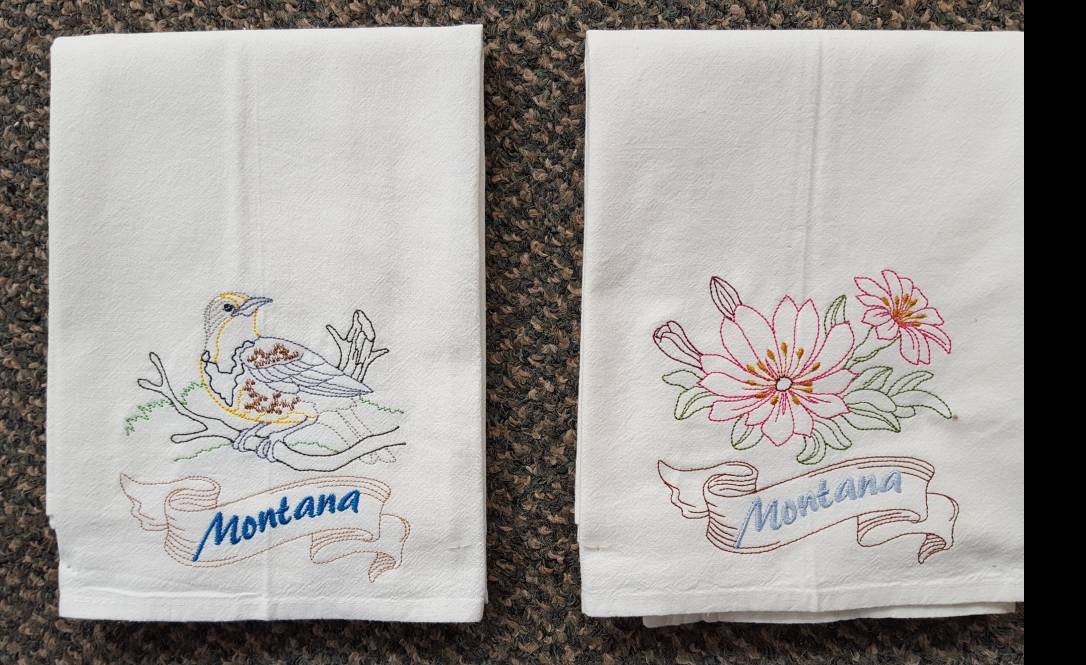 Bitter root Flower Tea Towel Montana State Flower