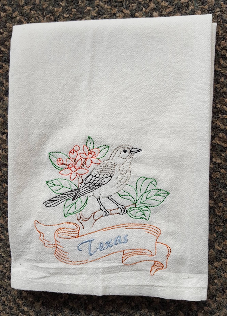Texas State Bird Mockingbird & State Flower Machine Etsy