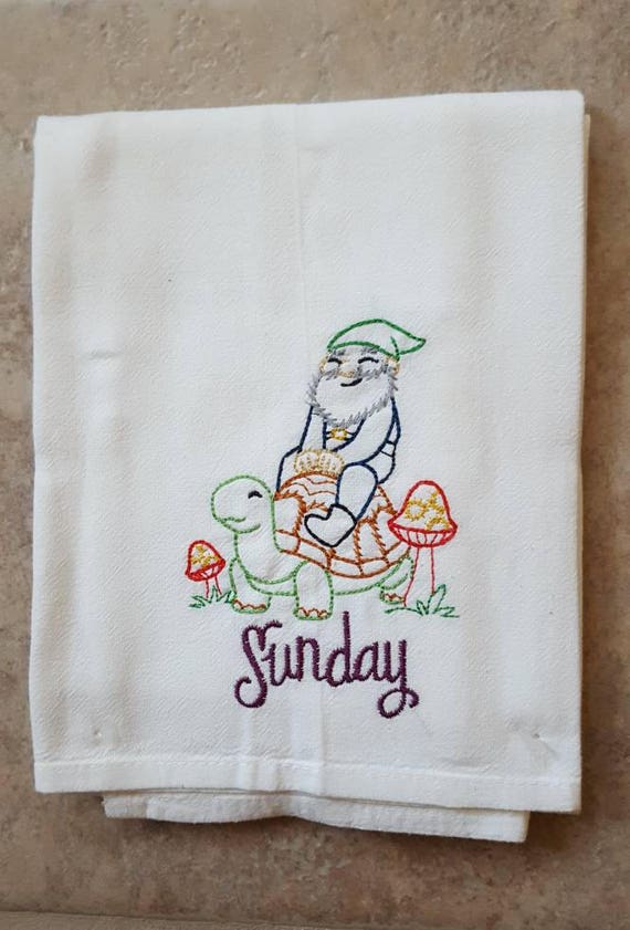 Details about   SUMMER GNOME DAYS OF THE WEEK MACHINE EMBROIDERED FLOUR SACK DISH TOWELS 