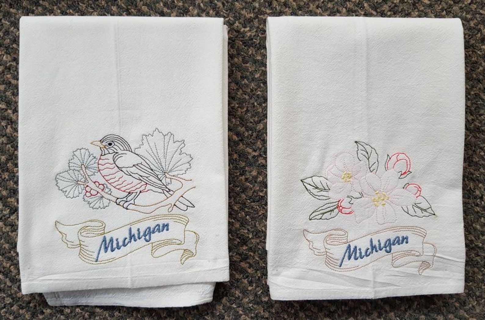 Michigan State Bird Robin OR State Flower Apple Blossom Machine ...