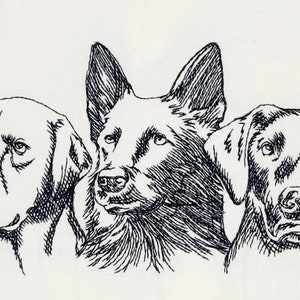Dogs Machine Embroidered Flour Sack Dish Towel