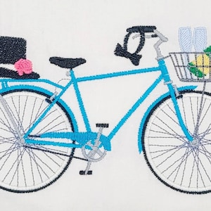 Here Comes the Groom Bicycle Machine Embroidered Flour Sack Dish Towel