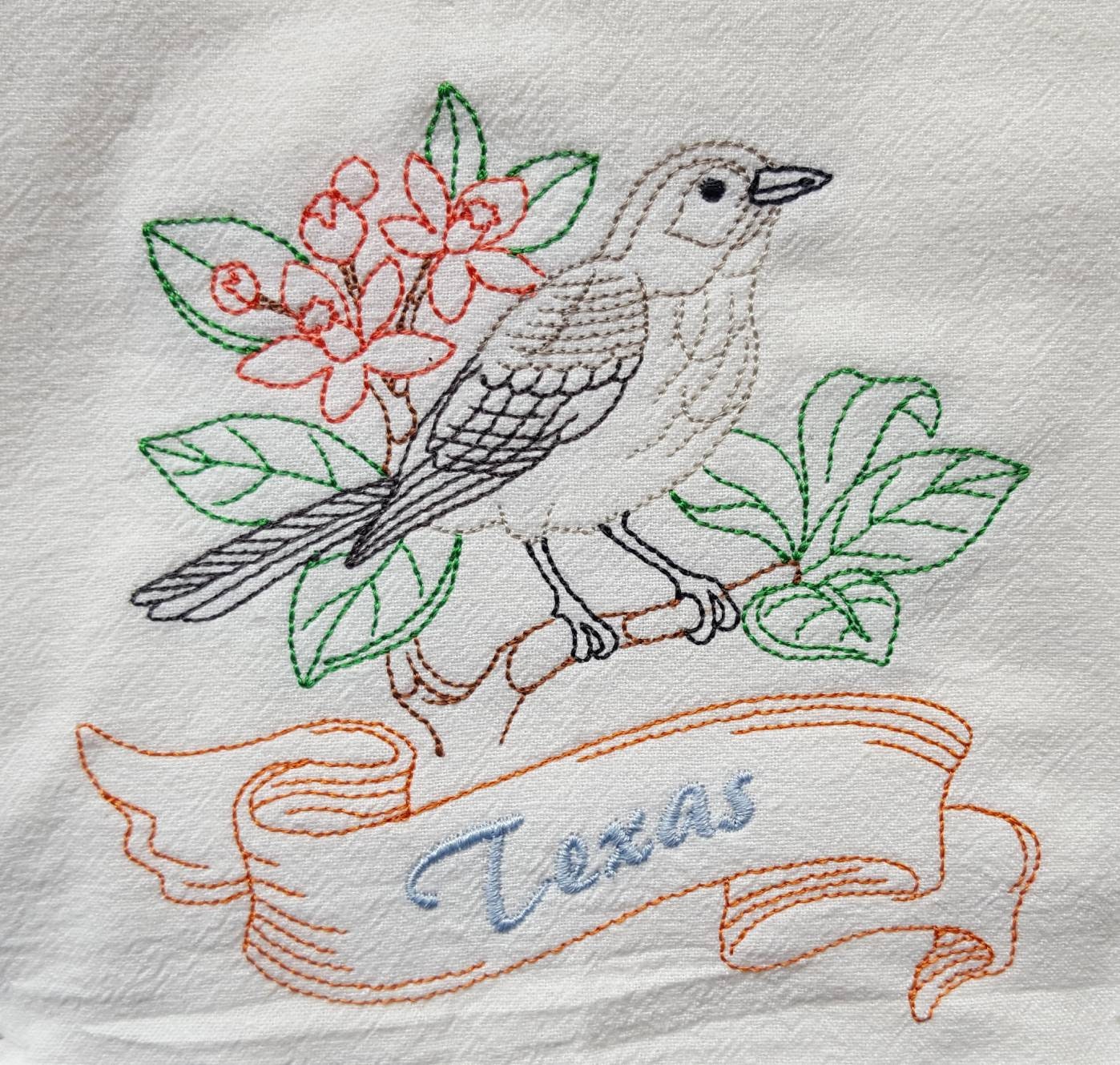 Texas State Bird Mockingbird & State Flower Machine Etsy