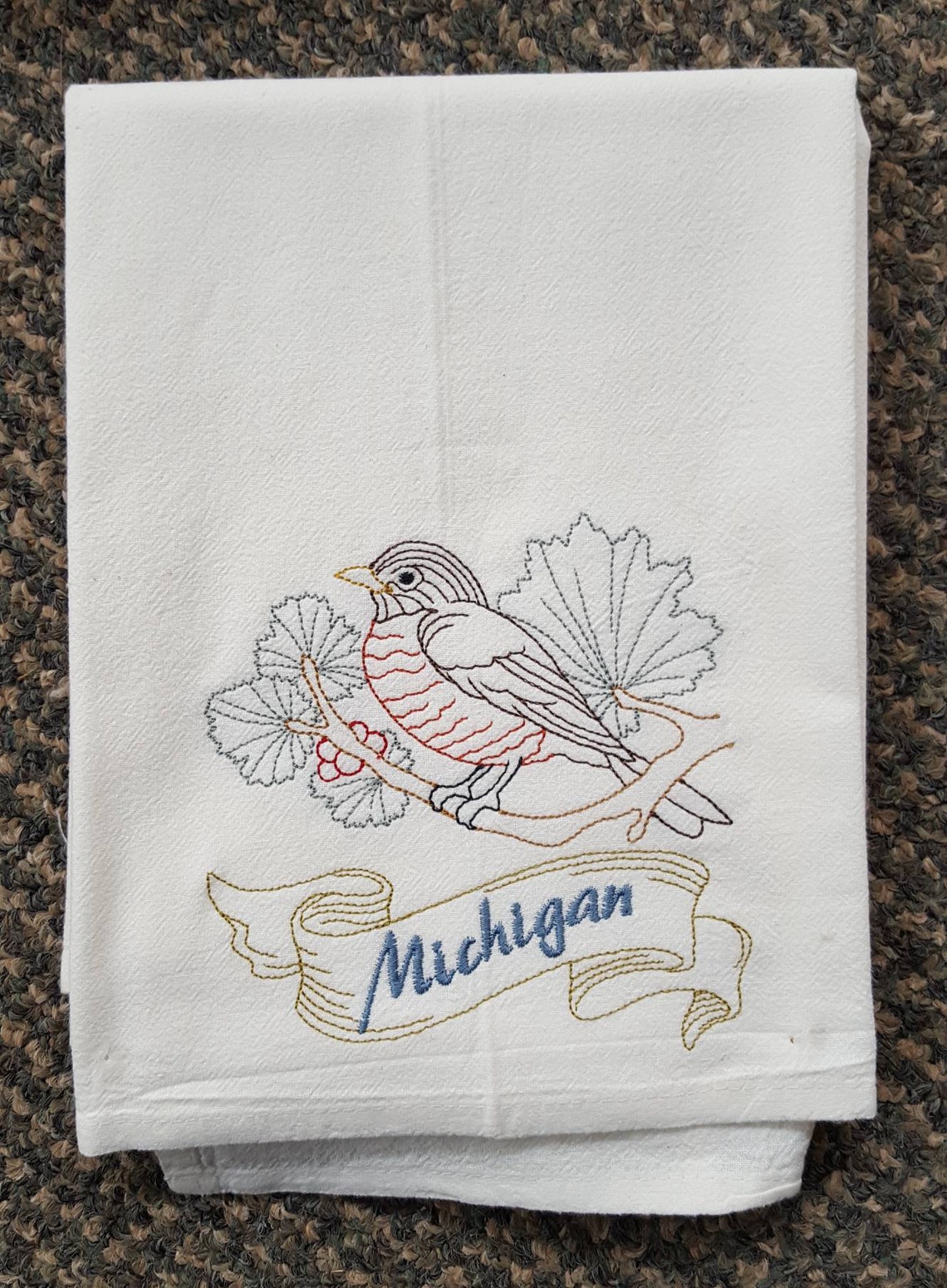 Michigan State Bird Robin OR State Flower Apple Blossom Machine ...