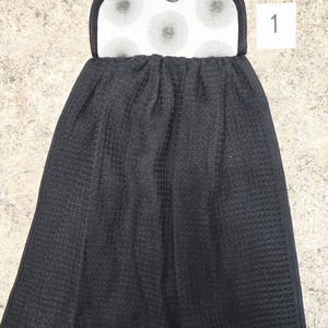 Double Hanging Kitchen Terry Dish Towel  Black/ Gray #1