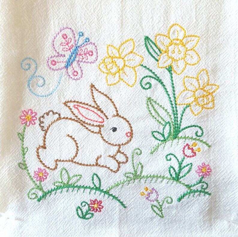 Spring Woodland Whimsy Patterns Machine Embroidered Flour Sack | Etsy
