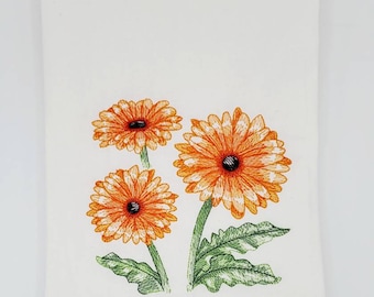 Bocetos florales 1-10 Paños de cocina bordados a máquina hechos con sacos de harina