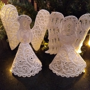 3D Free Standing Lace Embroidered Angel Tree Topper