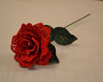 Lace Rose: Pearl or Crystal Center