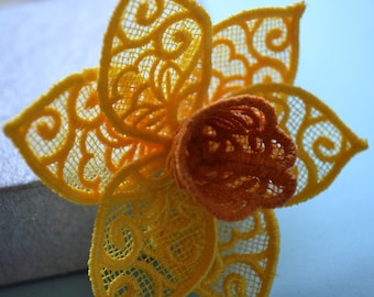 Embroidered Daffodil Brooch