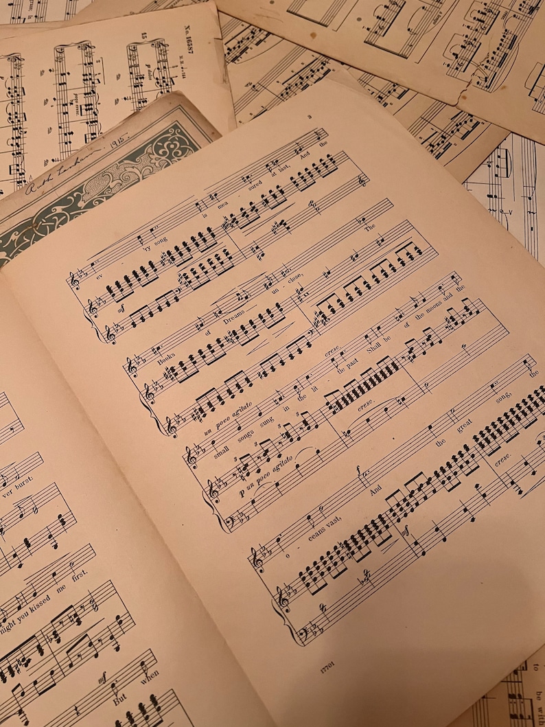 May include: Close-up of a sheet of music with handwritten notes and musical notation. The music is titled "Dreams" and includes the lyrics "And the stars shall be of the moons and the great songs sung in the deep."