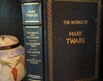 マーク・トウェイン全集 ヴィンテージ レザー装丁 金箔押し エンボス加工 ユニークなギフトブック トム・ソーヤー ハックルベリー・フィン 古典文学