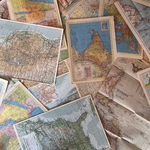 Set of 15 Old Vintage Maps Crafting Ephemera Vintage Artwork Andventure Farmhouse Travel Journal Decor Wedding Scrapbook Natural Patina