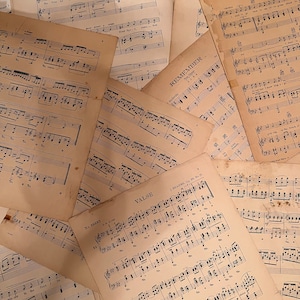 55 Pieces Antique Sheets of Music Ephemera Hymns Vintage Music Farmhouse Decor Wedding decor Piano Music Natural Patina Vintage Art