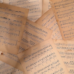 50 Pieces Antique Sheets of Music Ephemera Hymns Vintage Music Farmhouse Decor Wedding decor Piano Music Natural Patina