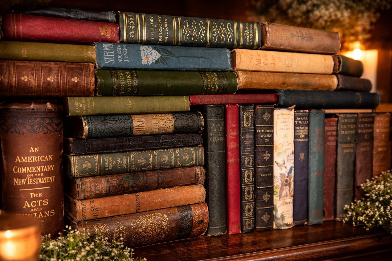 Set of 7 Vintage Books Victorian Book Stacks Authentic