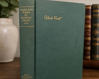 Vintage Robert Frost Complete Poems 1949 Green Cloth Hardcover Book Cottage Decor Dark Academia Aesthetic | Classic Poetry Gift Library