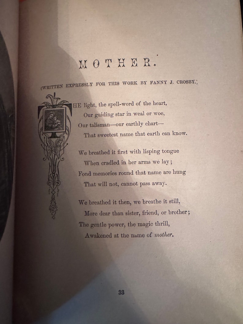 Antique Book Golden Thoughts on Mother Home and Heaven from Poetic and Prose Literature Decorative Spines Wedding books Staging image 9