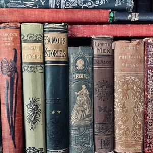 Set of 8 Vintage Books Mixed Decorative Customizable by Colors Décor Aesthetic Bookshelf Library Wedding Table Centerpieces Authentic Books
