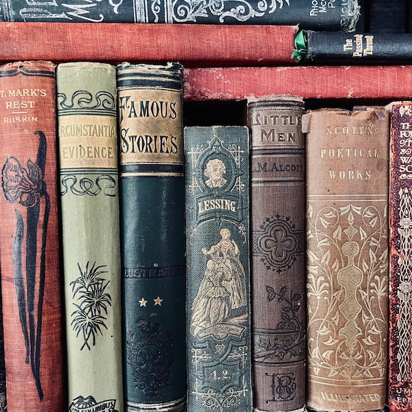 Set of 8 Vintage Books Mixed Decorative Customizable by Colors Aesthetic  Décor Bookshelf Library Wedding Table Centerpieces Authentic Books