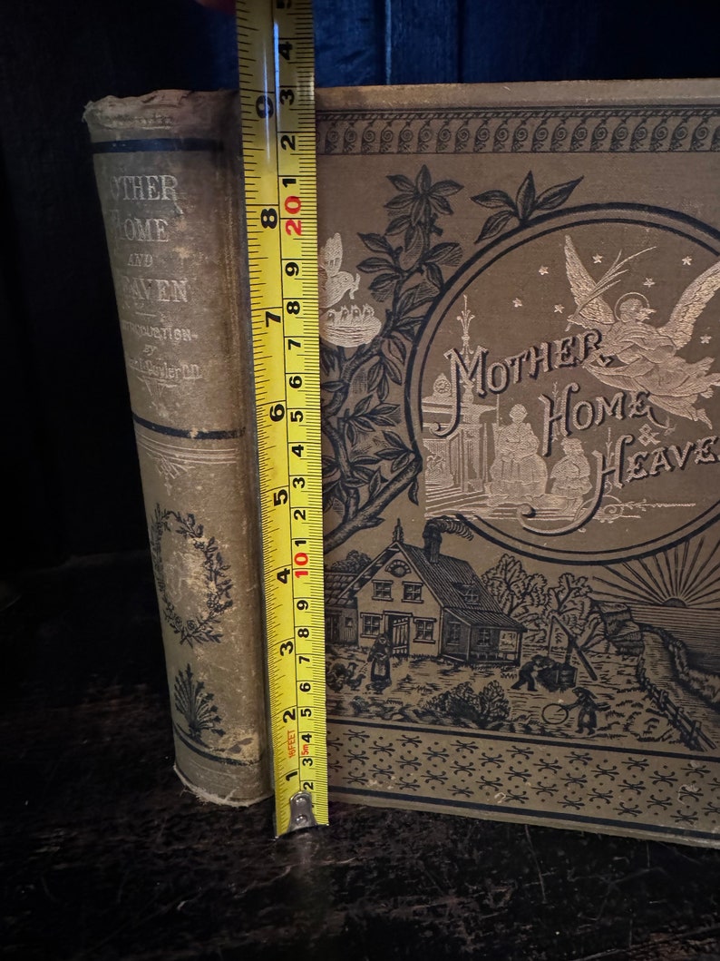 Antique Book Golden Thoughts on Mother Home and Heaven from Poetic and Prose Literature Decorative Spines Wedding books Staging image 3