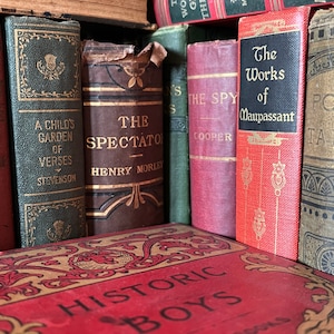 Lot of 9 Hardcover Mixed Vintage Books Customizable Vintage Decor Wedding Personalized Decor Farmhouse Shabby Chic Unique Gift Collector