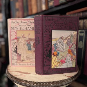 Antieke verhalen van oom Jim uit de nieuwtestamentische bijbel geweldige illustratie zeldzame vondst uniek cadeau enscenering verzamelobject decoratief boek