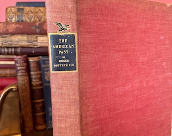 Vintage amerikanisches Geschichtsbuch 1947 | Die amerikanische Vergangenheit Roger Butterfield | Rotes Stoffbuch Dekor | Patriotisches Americana-Dekor | Vintage Bücherschrank