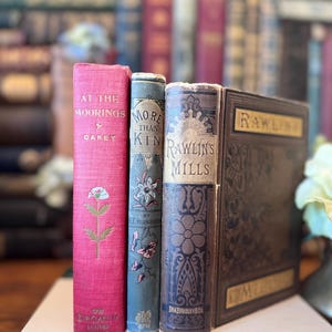 Set of 3 Antique Vintage Books Authentic Books Curated Farmhouse Decor Designed Library decor book stacks Classic Literature Novels Book Set
