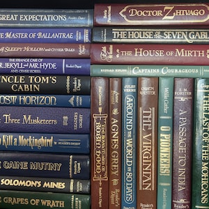 Vintage Books Classic Literature Decorative Book Gift Twain Dickens Hawthorne Bronte Sherlock Holmes Book Shelf Decor Farmhouse Book Decor