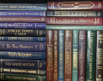 Vintage Books Classic Literature Decorative Book Gift Twain Dickens Hawthorne Bronte Sherlock Holmes Book Shelf Decor Farmhouse Book Decor