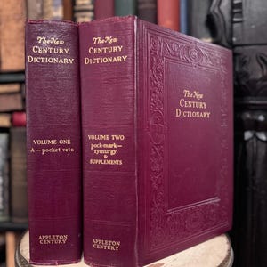 Set of 2 The New Century Dictionary Dictionary 2 Volumes Leather Book Old Book Decor Reference Books