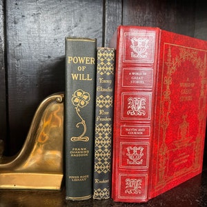 Set of 3 Antique Vintage Books Authentic Books Curated Farmhouse Decor Designed Library decor book stacks Classic Literature Novels Book Set