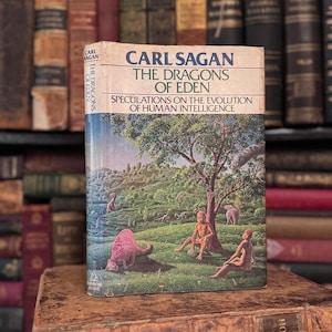 The Dragons of Eden Carl Sagan 1977 First Edition Classic Literature Old Book Vintage Book Library Decor Unique Gift