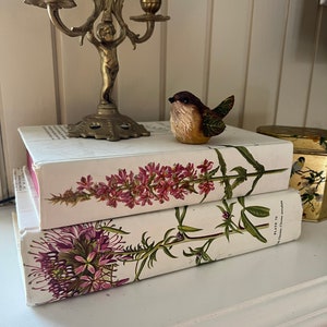Set of 2 Vintage Books Decorative Farmhouse Decor Wedding Centerpieces Staging Flower handcrafted decoupage spring bookshelf Book Stacks