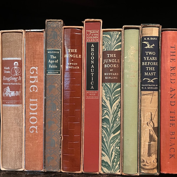 The Heritage Book Club Classic Literature High Quality Books Vintage Books Mark Twain Kipling Mueller Sinclair Old Books Vintage Decor Books