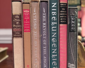 Vintage Classics Book Set of 7 Decorative Antique Library Collection Neutral & Rich Tones Shelf Decor, Wedding Display, Gift for Book Lover
