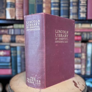 Vintage Book The Lincoln Library of Essential Information Large Reference Book Copyright 1949 leather bound gold gilding great collectible