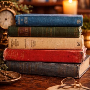 Set of 3 Vintage hardback Old Books Farmhouse decor customizable wedding decor Vintage Book Stacks Classic literature unique gift Authentic image 10