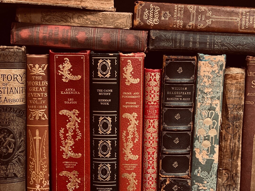 Vintage Book Set Of 5 By Color Custom Old Books Decor Wedding 