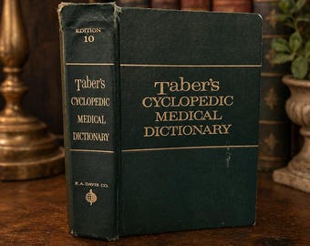 Dizionario medico vintage / Dizionario medico enciclopedico di Taber 1965 / Decorazione con libro verde / Libro medico antico / Estetica da vecchia biblioteca