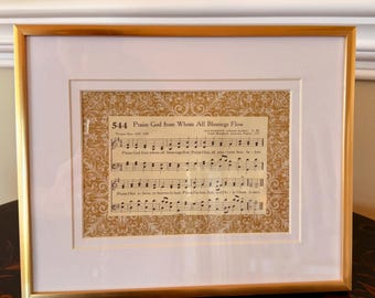 Authentic Vintage Hymn Page | Custom Framed Sheet Music | Personalized Christian Wall Art Gift Personalized by Hymn Selection and Framed
