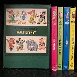 Disney Vintage Book Set The Wonderful Worlds of Walt Disney Complete Set Hardcover Book 1975 Collectible Gift