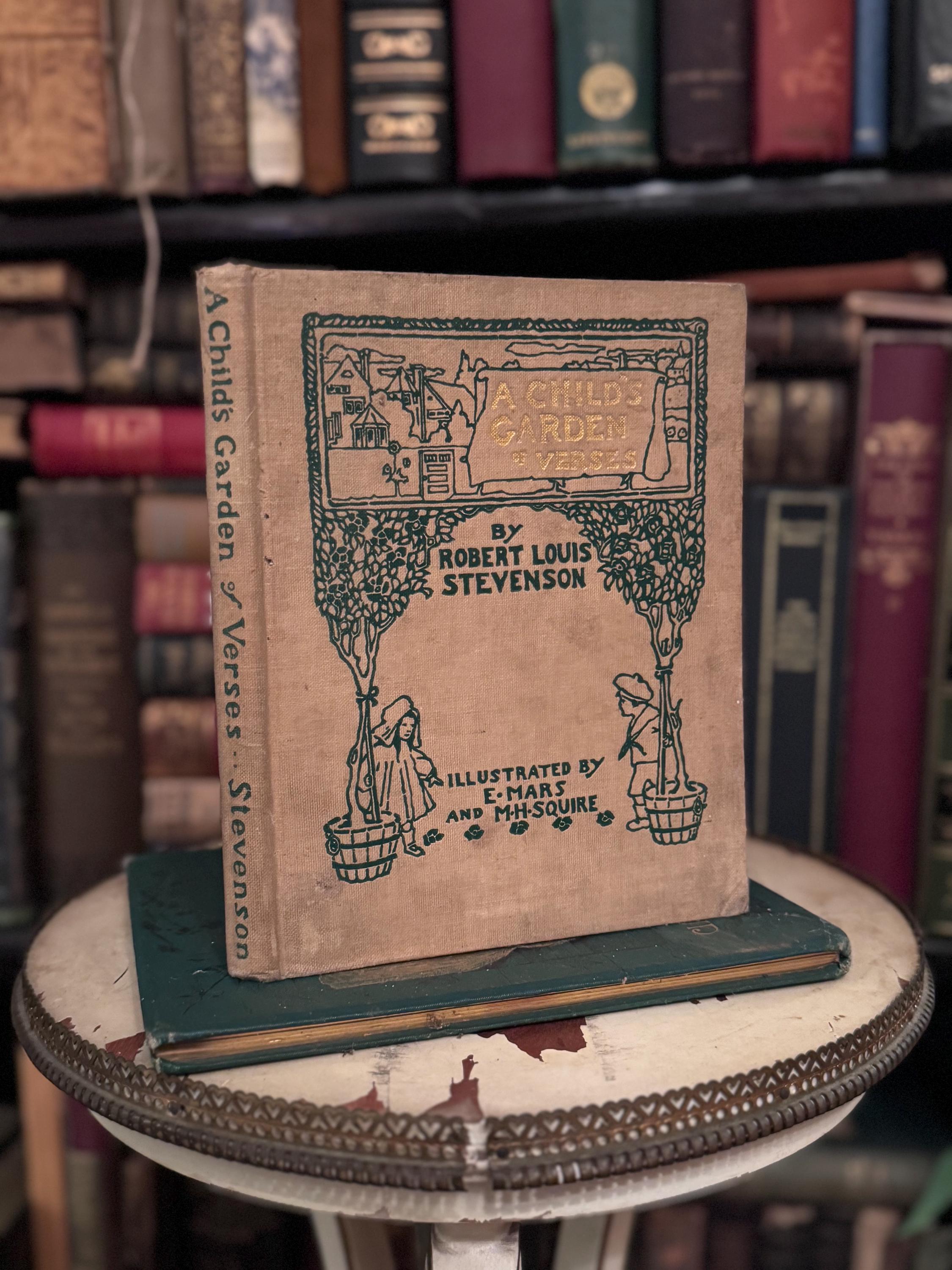 A Child's Garden of Verses By Robert Louis Stevenson Illustrated E Mars and Squire Decorative Spines Wedding Vintage book Staging 1900