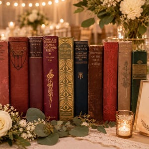 Mixed Lot of 4 Vintage Antique Books Customizable by Color Wedding Table Decor Farmhouse Unique Gift Classic Books Farmhouse Bookshelf Gift
