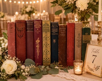 Mixed Lot of 4 Vintage Antique Books Customizable by Color Wedding Table Decor Farmhouse Unique Gift Classic Books Farmhouse Bookshelf Gift