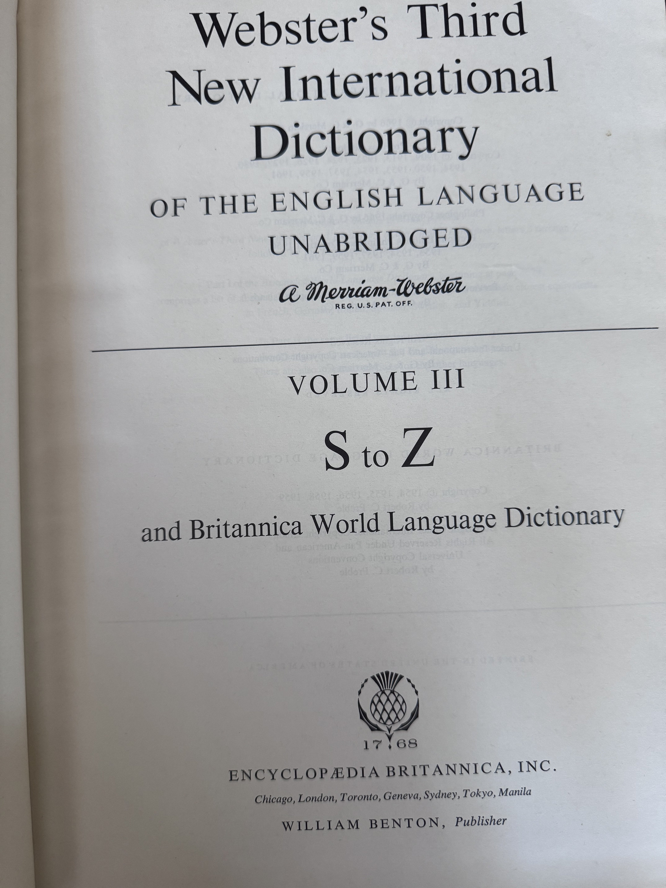 Webster's Third New International Dictionary Set • 1968 Unabridged