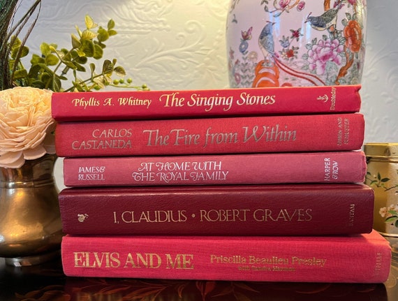 Set of 5 Shades of Red Hardcover Novels Book Staging Book Decor