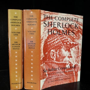 Vintage Sherlock Holmes Books 1930's Doubleday The Complete Sherlock Holmes Volumes 1 and 2 Sir Arthur Conan Doyle with Dust Jackets